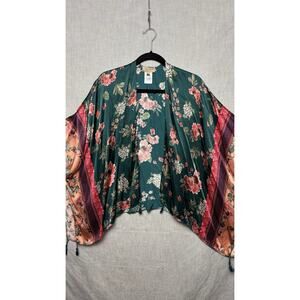 Anthropologie Jamie Tasseled Kimono 100% Silk by Kachel One Size